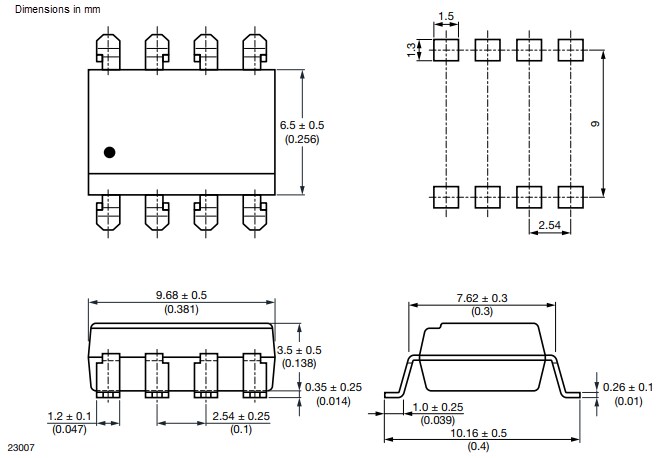 Mechanical Drawing - Vishay VOH260A High-Speed Optocoupler
